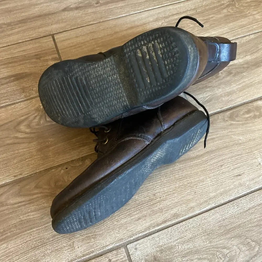 Vintage Handmade Brown Leather Retro Tall Military Combat Jump Style Boots